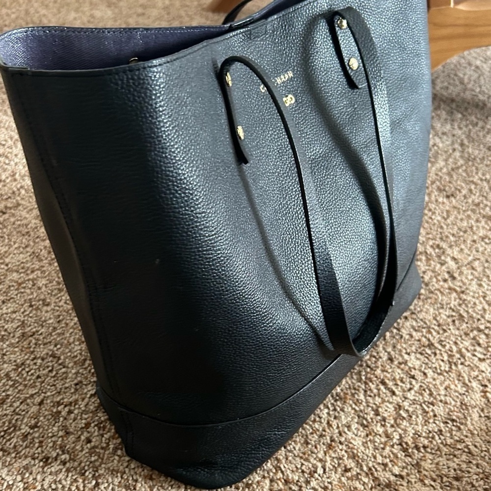 Cole Haan Black Pebbled Leather Tote Shoulder Bag Work Laptop - Picture 4 of 12